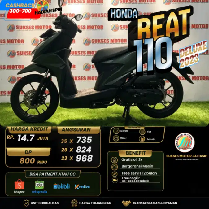 HONDA BEAT DELUXE 2023 BISA CASH DAN KREDIT ATAU TUKER TAMBAH BISA