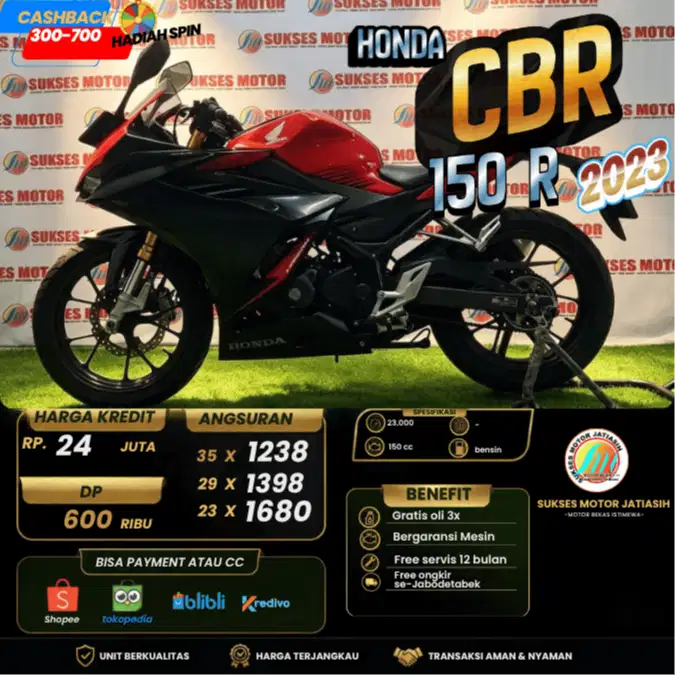 HONDA CBR 150R 2023 DP CUMA 600 RIBU AJA BISA CASH DAN  KREDIT PAYMENT
