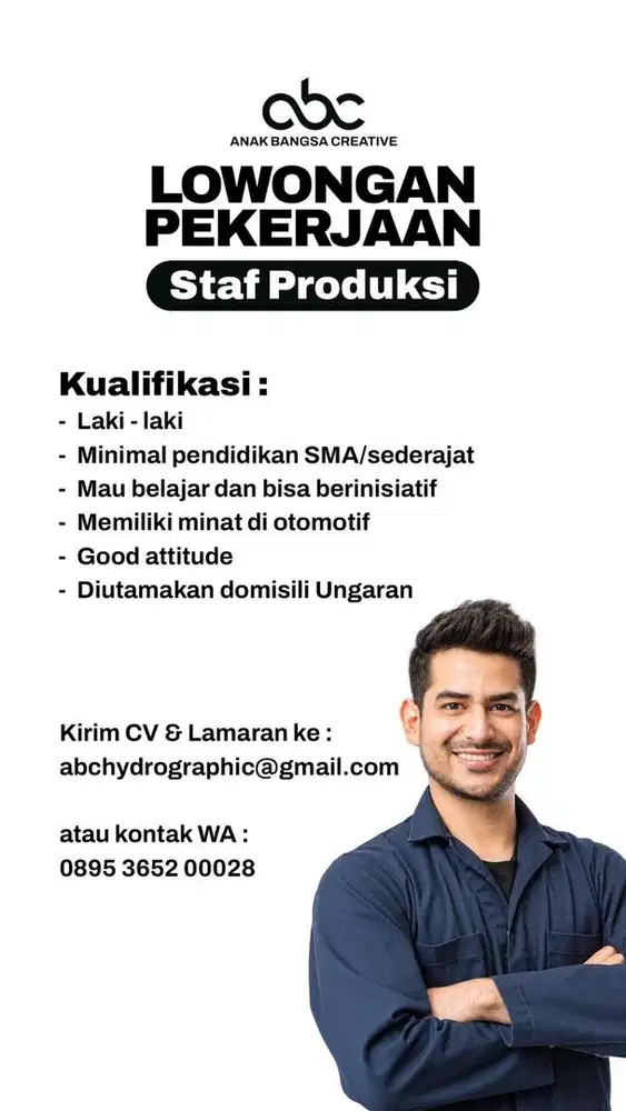 lowongan staff produksi