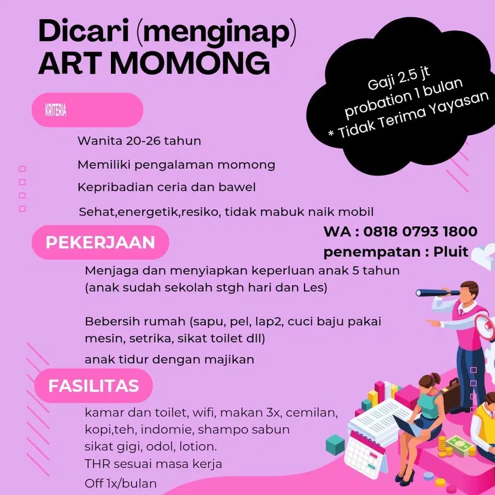 Dicari ART Momong menginap di Pluit