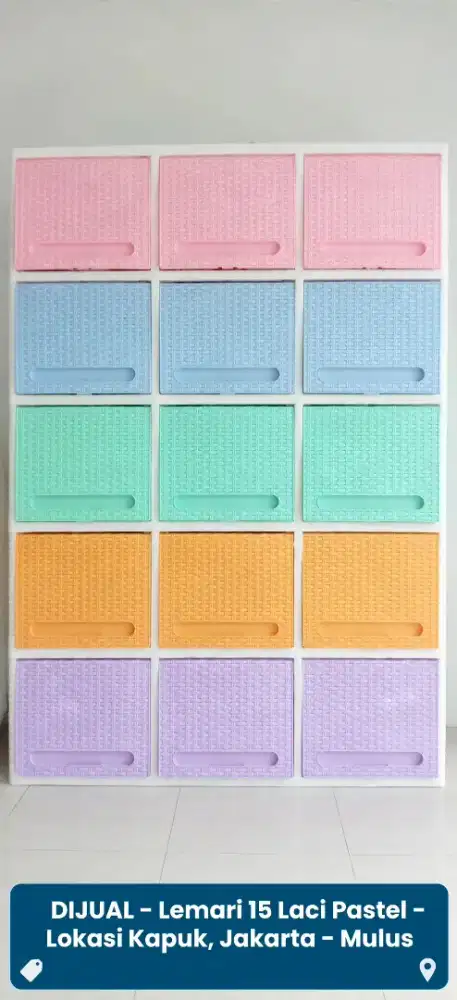 Lemari bekas tapi masih bagus bgt 15 laci dgn warna pastel