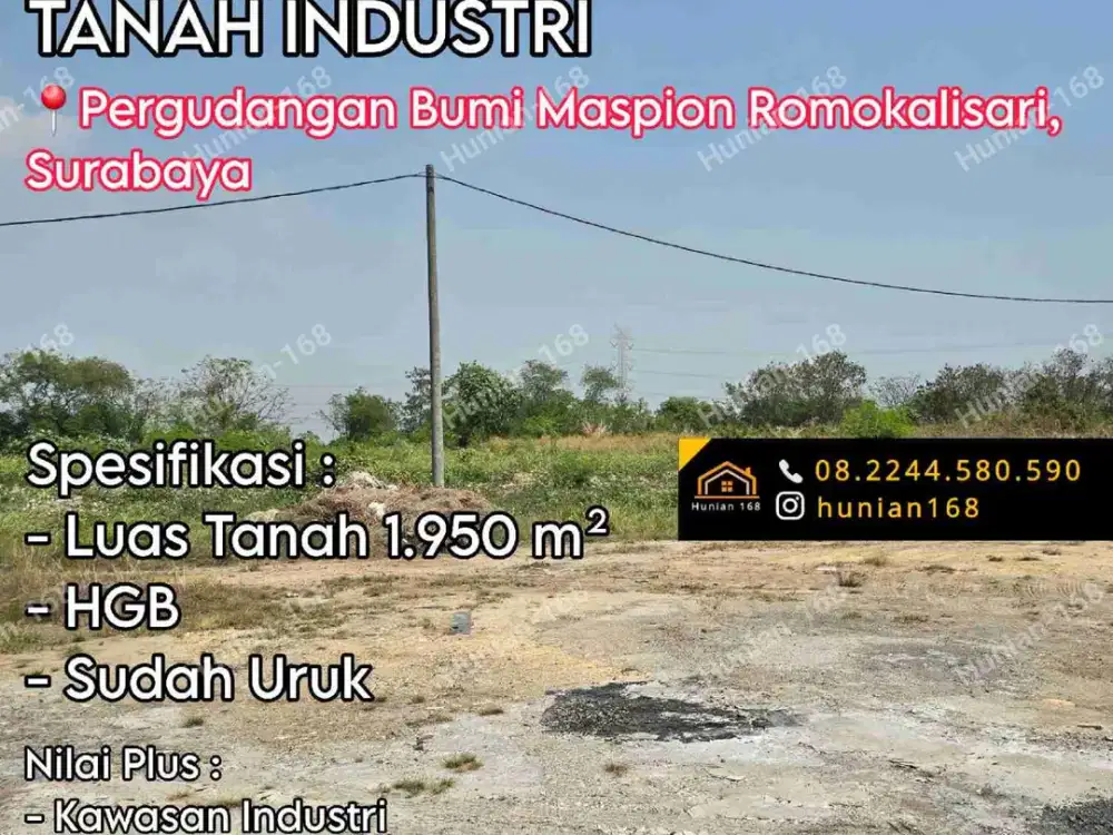 Jual Tanah Kavling Industri Pergudangan Bumi Maspion Romokalisari Benowo Surabaya Gresik Sewa Lahan Parkir Parkiran Depo Container  Raya Tambak Langon Osowilangun Osowilangon Kavling Gudang