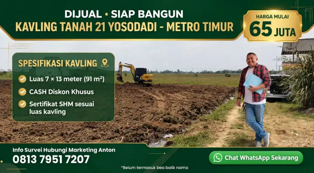 Tanah kavling murah di metro 21