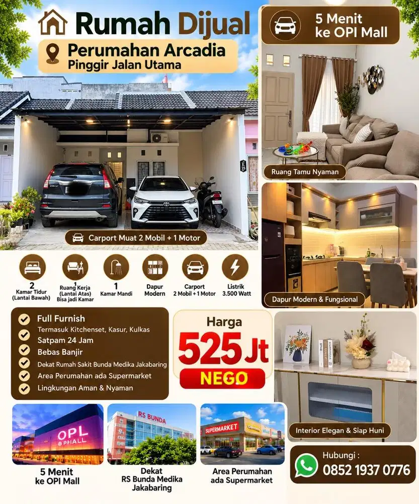 DIJUAL CEPAT Rumah Fullfurnish siap huni deket opi mall