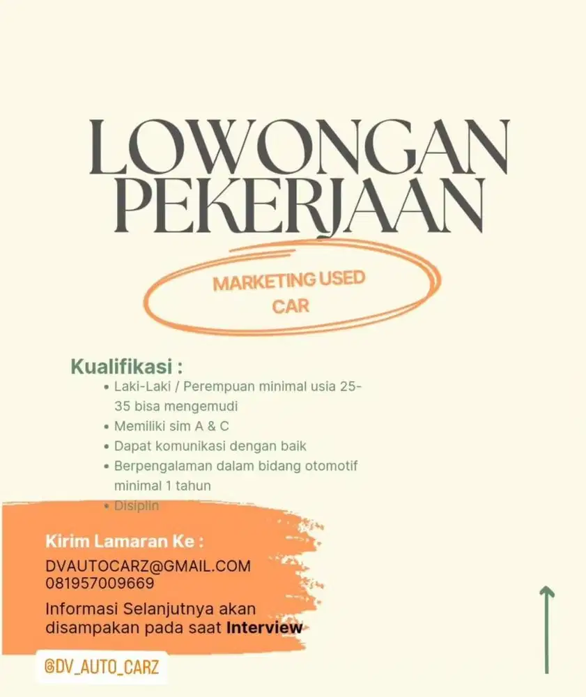 SALES OTOMOTIF ( Sales Executive Mobil )
