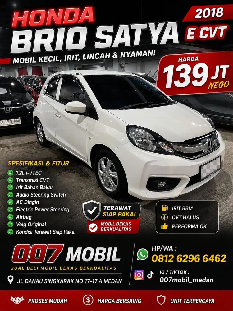 Honda Brio E Matic CVT 2018, 2017,2016 , Agya 2020,2019,2021