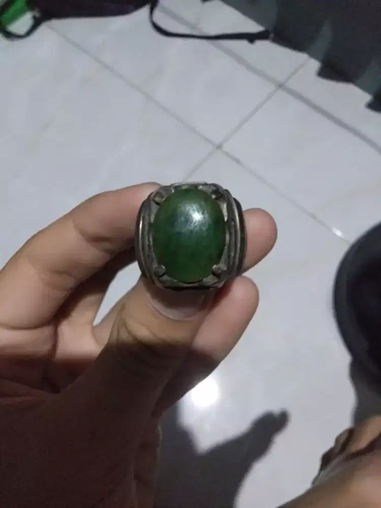 cincin batu akik kristal hijau