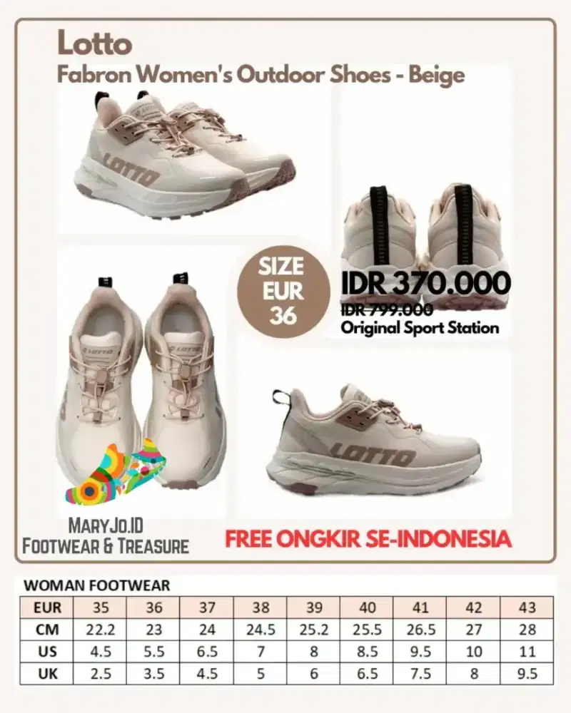 Lotto Fabron Women's Outdoor Shoes - Beige : Size : 36