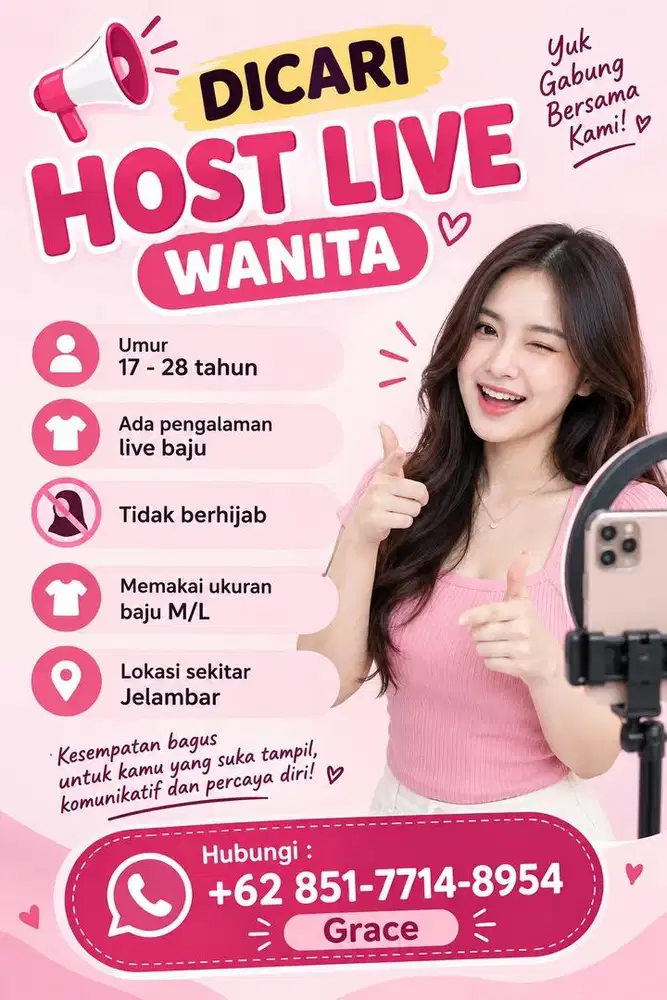 DICARI HOST LIVE WANITA