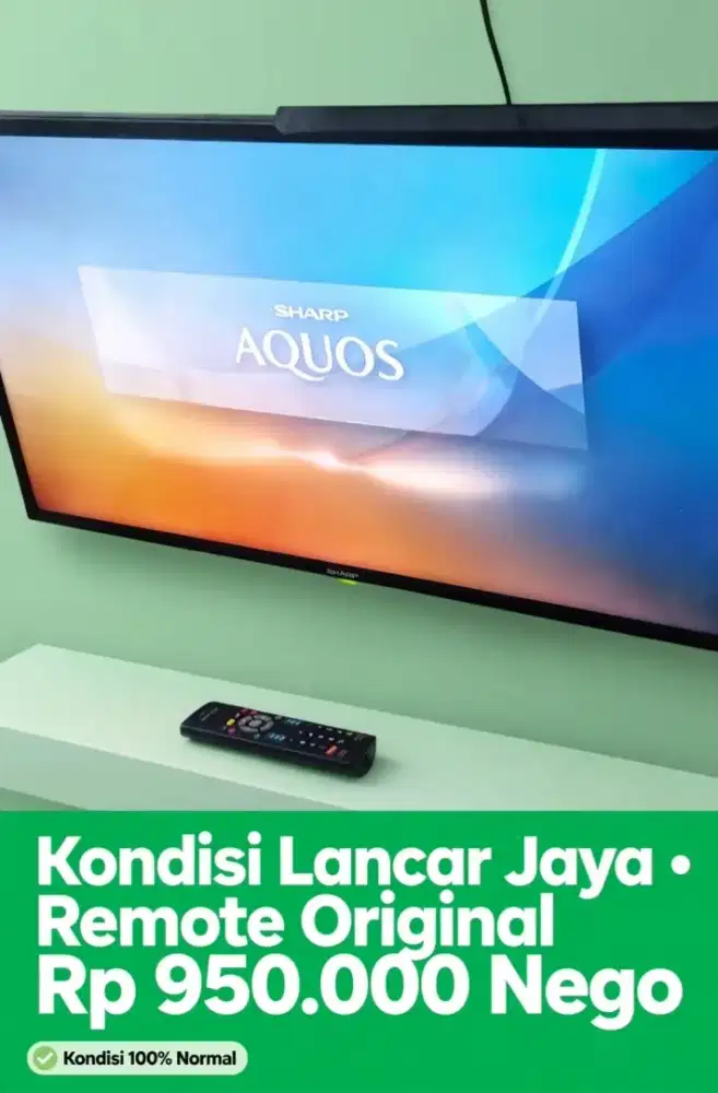 TV LED Sharp Aquos 32 Inch - Normal Lancar, Remote Ori