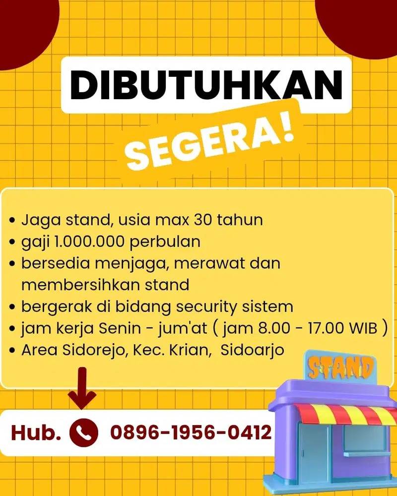Lowongan Jaga Lapak gaji 1.000.000 perbulan