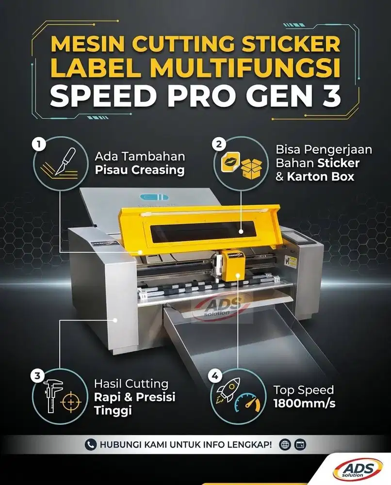 MESIN CUTTING STICKER LABEL MULTIFUNGSI SPEED PRO GEN 3
