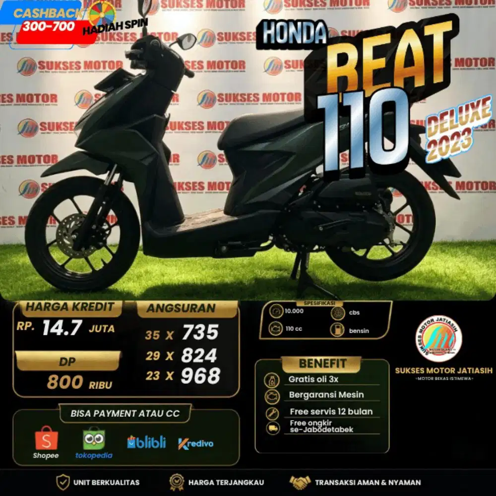 HONDA BEAT DELUXE 2023 BISA CASH DAN KREDIT ATAU TUKER TAMBAH BISA