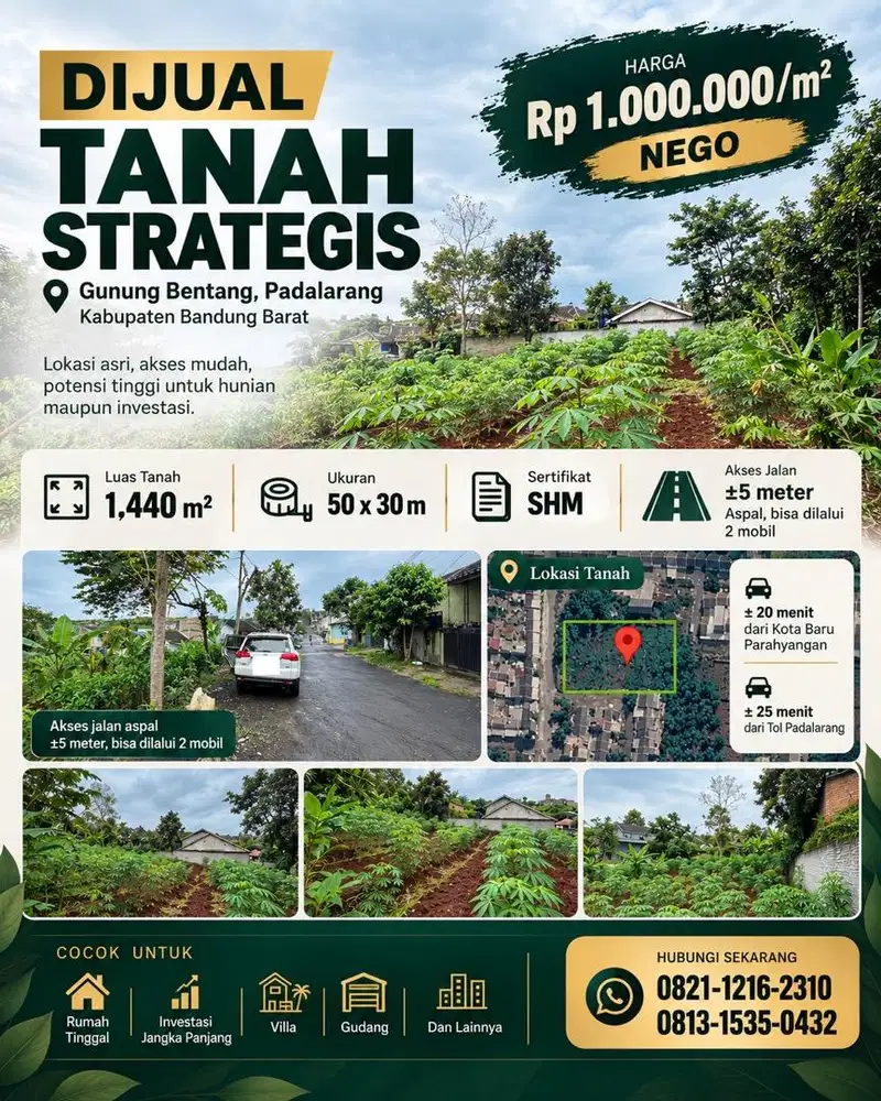 Dijual tanah 1.440 m2 Gunung Bentang, Padalarang | SHM | NEGO