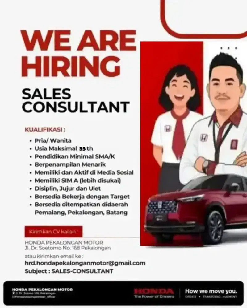 Lowongan Sales Mobil Baru Honda
