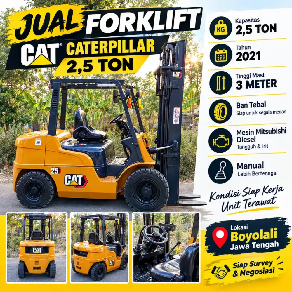 Forklift 2,5 Ton Caterpillar 2021 siap kerja