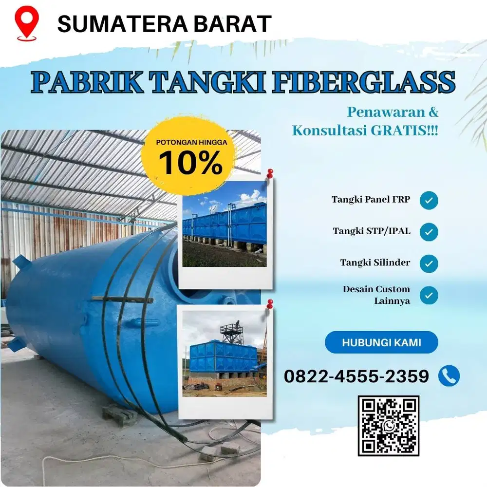 Tangki Fiberglass-Jual Tangki Air Panel Silinder Kota Pariaman