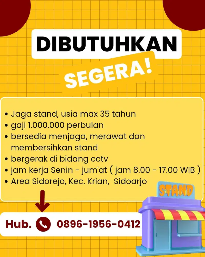 Lowongan Jaga Lapak gaji 1.000.000 perbulan