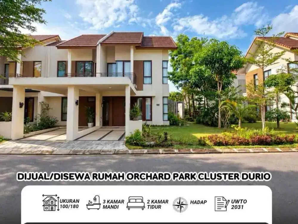 Dijual / Disewa Cepat Rumah Hook Tengah Orchard Park Cluster Durio