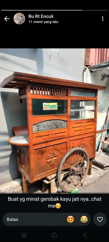 Gerobak bakso kayu jati asli