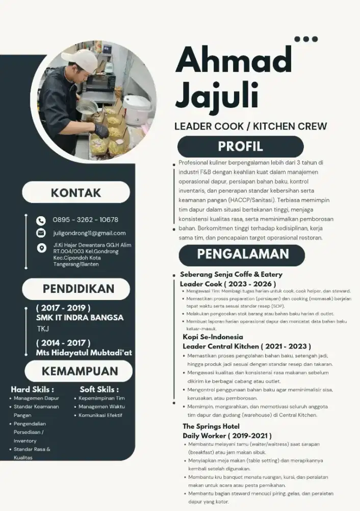 MENCARI PEKERJAAN COOK - SENIOR COOK - LEADER COOK