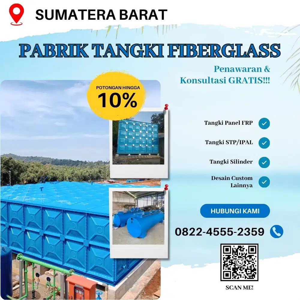 Tangki Fiberglass-Jual Tangki Air, Panel & Silinder Sawahlunto