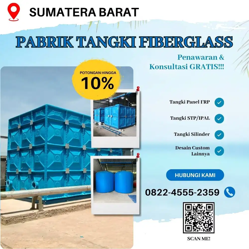 Tangki Fiberglass-Jual Tangki Air, Panel & Silinder Sijunjung