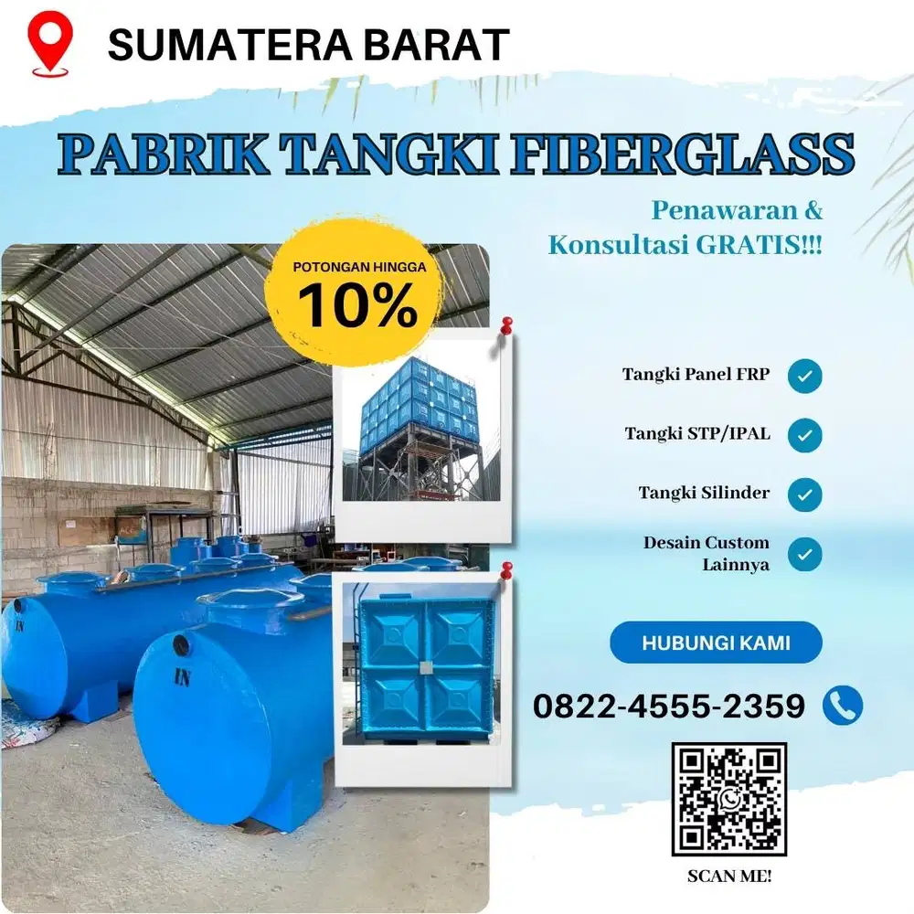 Tangki Fiberglass-Jual Tangki Air, Panel & Silinder Kota Solok