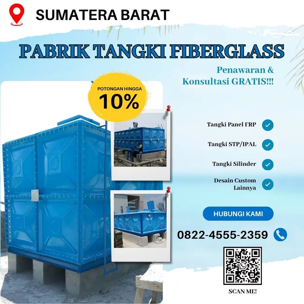 Tangki Fiberglass FRP-Jual Tangki Air, Panel & Silinder Solok