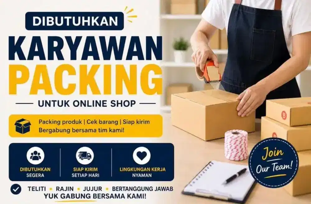 Dicari karyawan packing untuk online shop