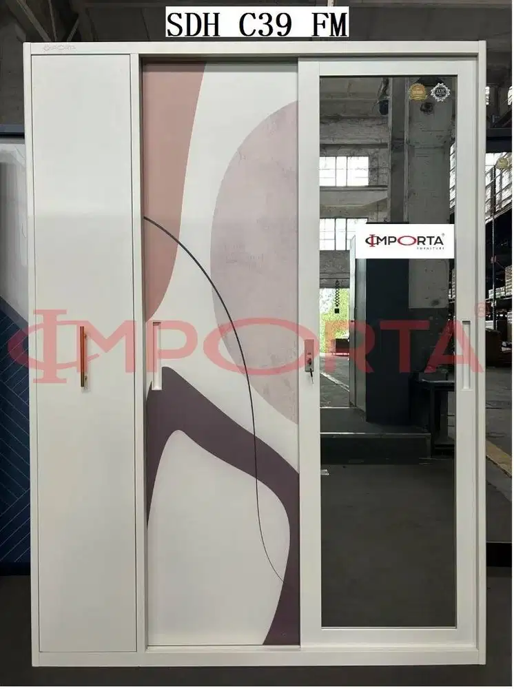 PROMO LEMARI PAKAIAN BESI PINTU SLIDING + RAK HIJAB MINIMALIS SALE