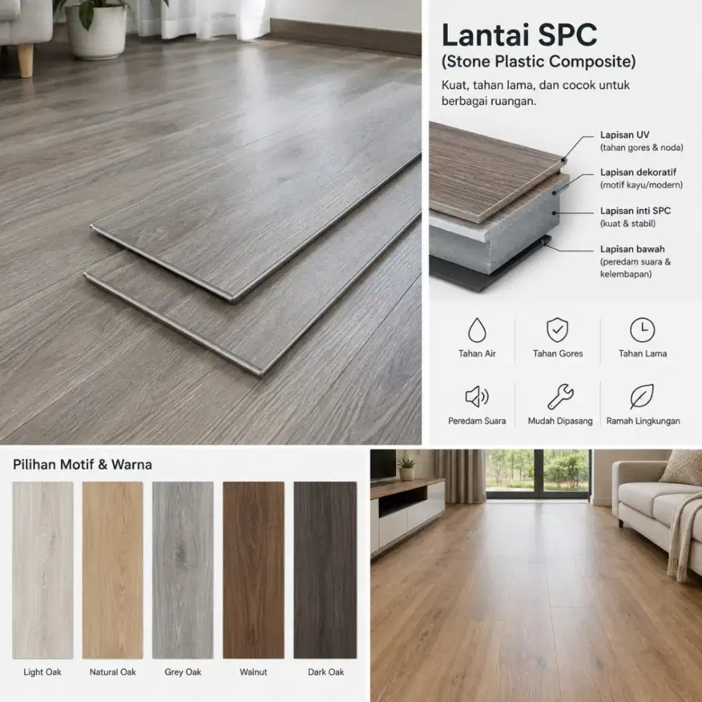 SPC lantai champion tebal 5mm isi 2,2m²