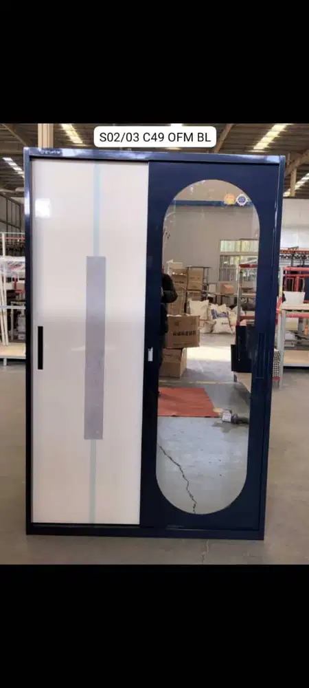 PROMO LEMARI PAKAIAN BESI PINTU SLIDING KACA OVAL SALE TERLARIS