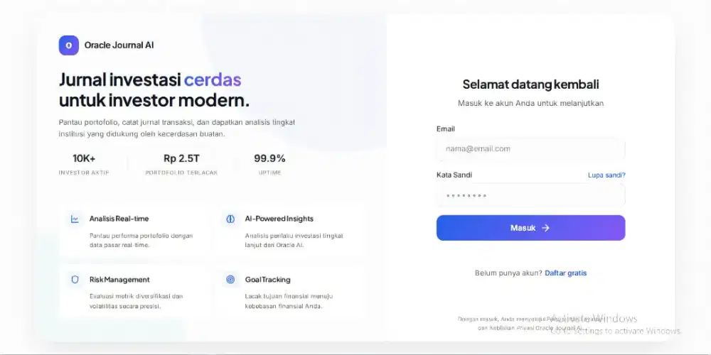 Aplikasi Journal Saham + Portfolio + AI Psychology | Oracle Journal AI