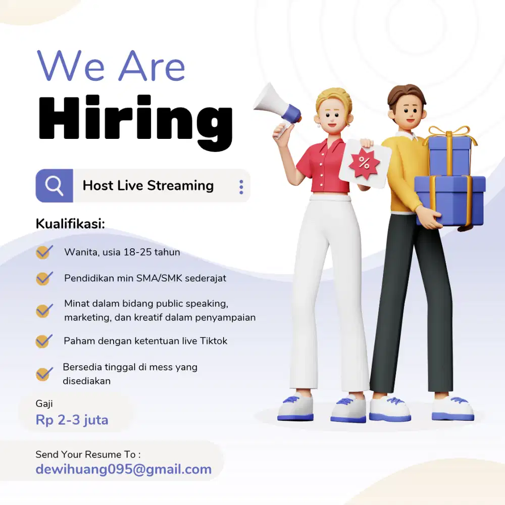 Loker Host Live Daan mogot Cengkareng