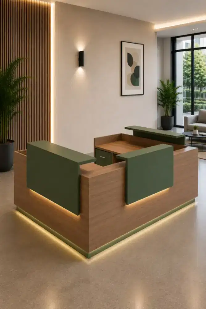 Meja Receptionist U Shaped Meja Front Office Meja Showroom Meja Lobby