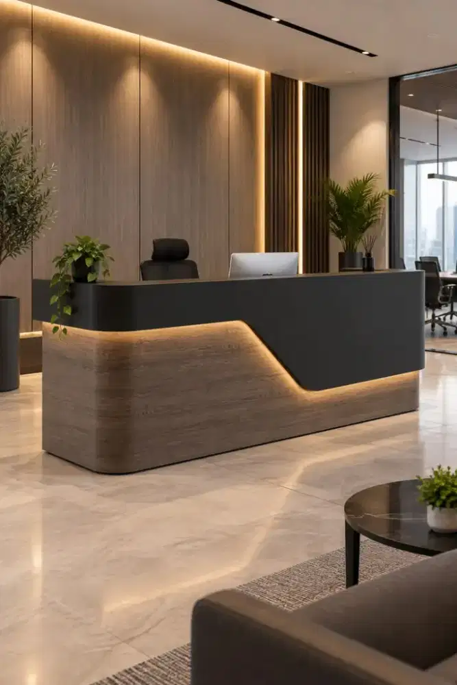 Meja Receptionist Custom Meja Front Office Meja Showroom Meja Counter