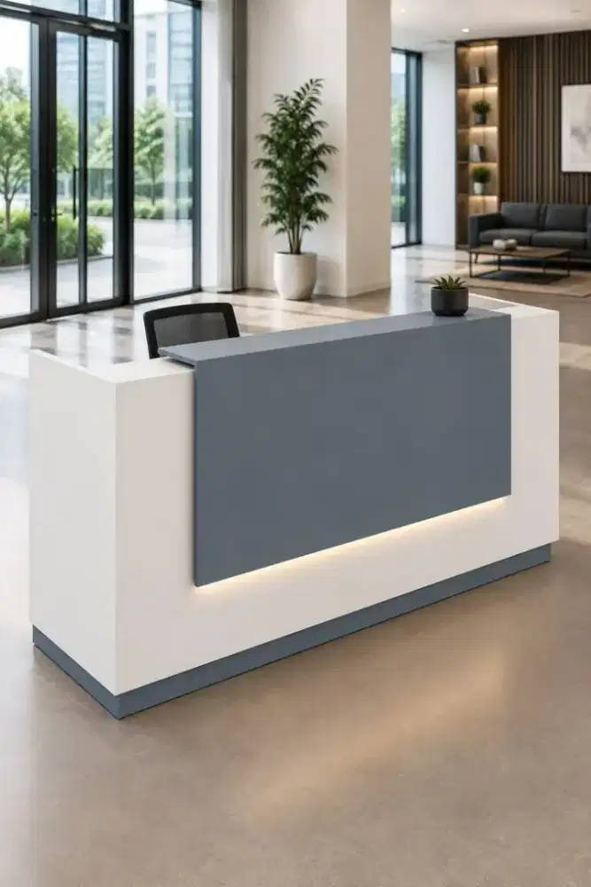 Meja Receptionist HPL Meja Front Office Custom Meja Showroom