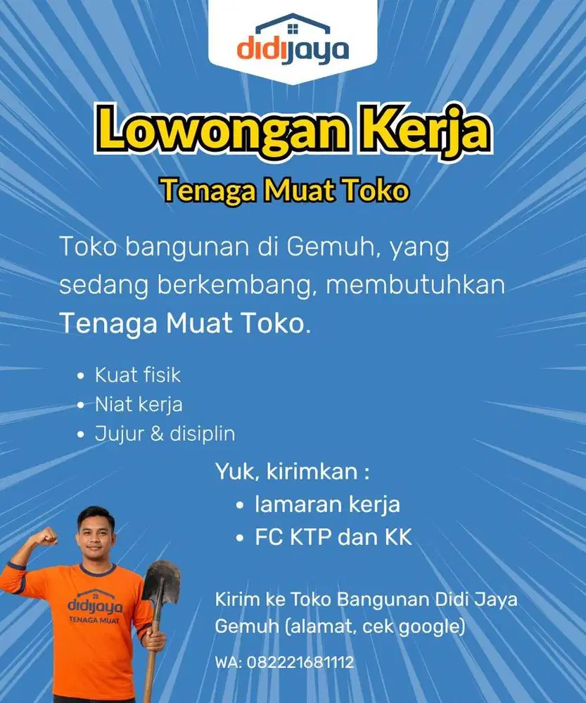 Loker Tenaga Muat Bongkar Toko Bangunan Didi Jaya Gemuh