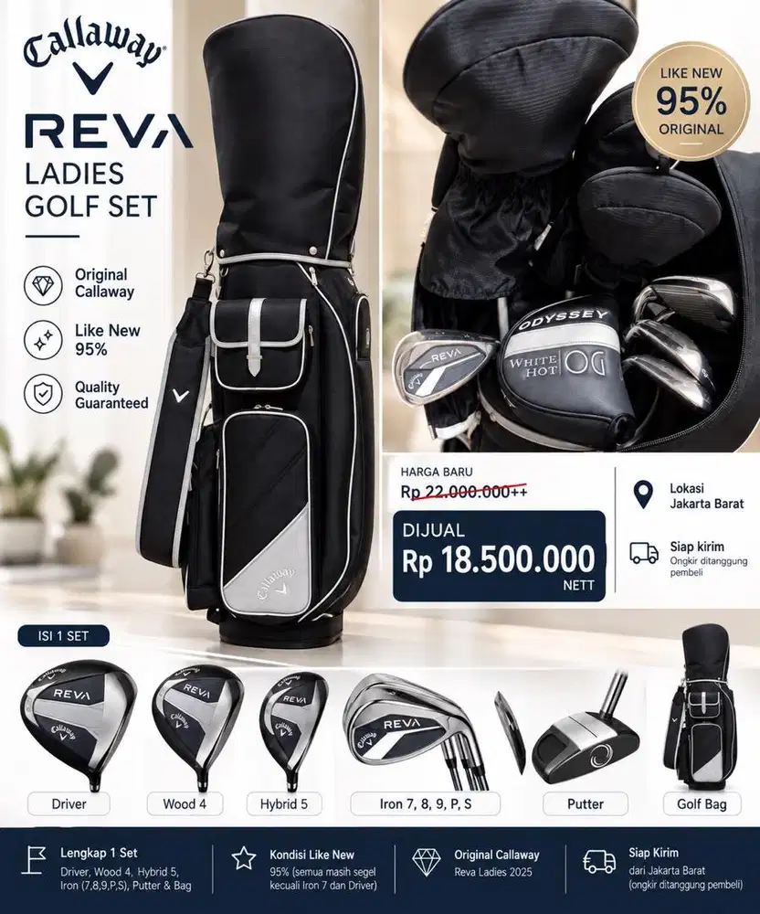 CALLAWAY REVA 2025. LIKE NEW 95% TIDAK PERNAH TURLAP