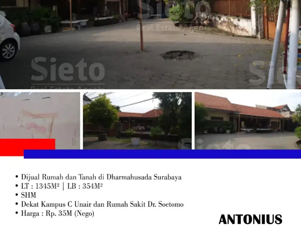 Dijual Rumah dan Tanah di Dharmahusada Surabaya