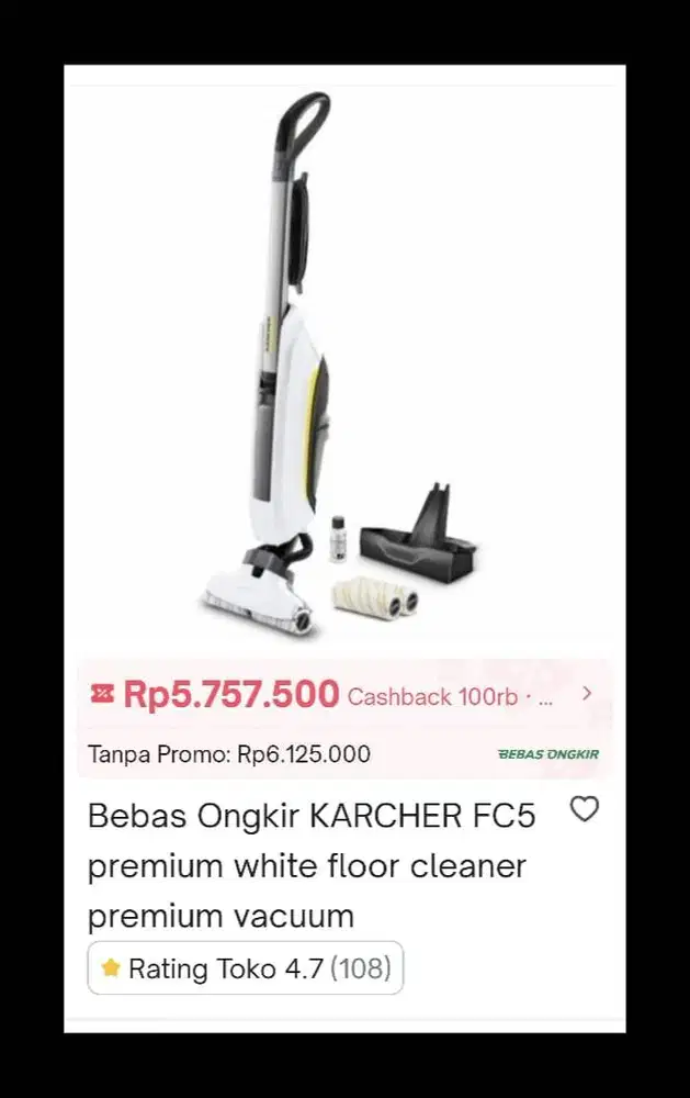 Vacuum Cleaner dan Pel lantai - Karcher FC 5