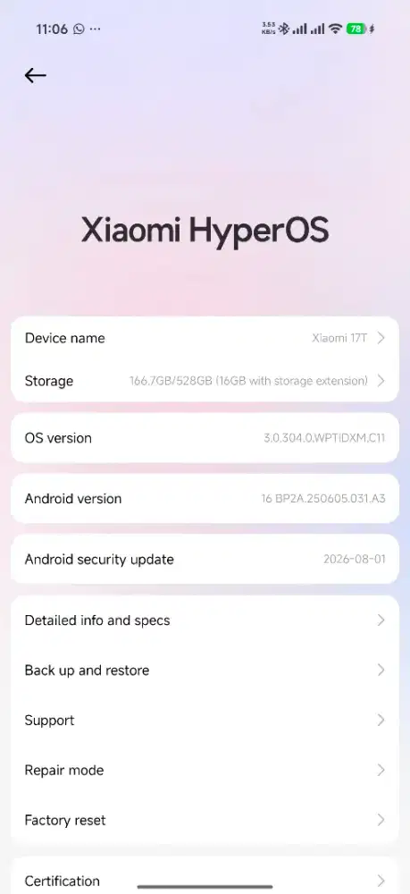 XIAOMI MI 17 T 12 / 512 OPAL WHITE MULUS LIKE NEW