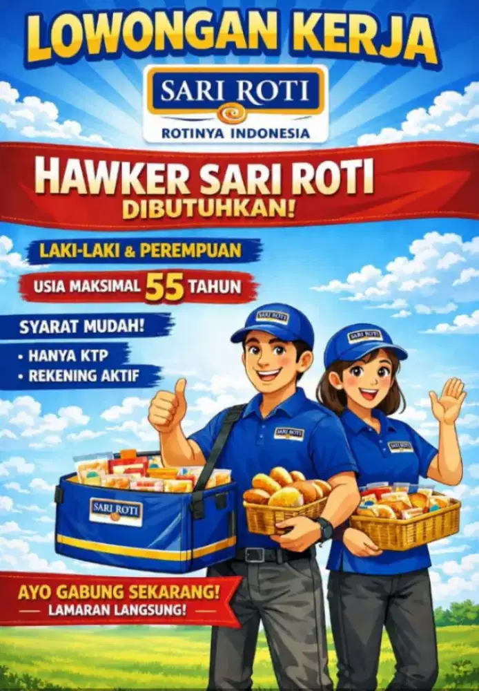 LOWONGAN KERJA HAWKER (PENJUAL ROTI KELILING)