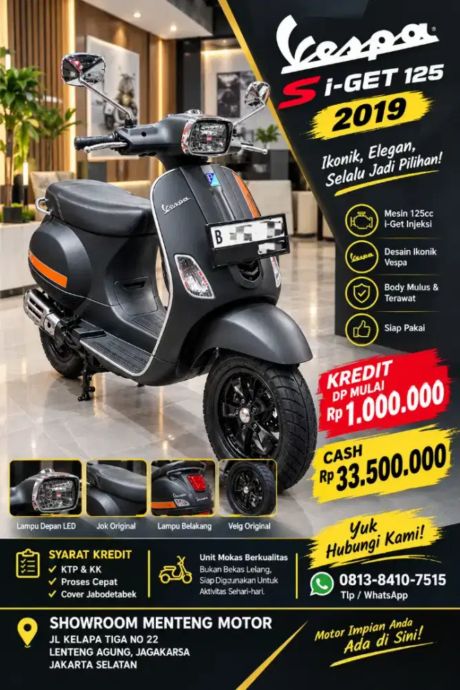 VESPA S I GET 125 KREDIT MURAH DP 1JUTAAN