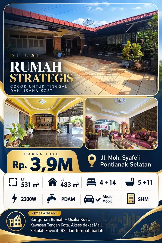 Dijual rumah strategis di kota pontianak sudah ada kos kosan