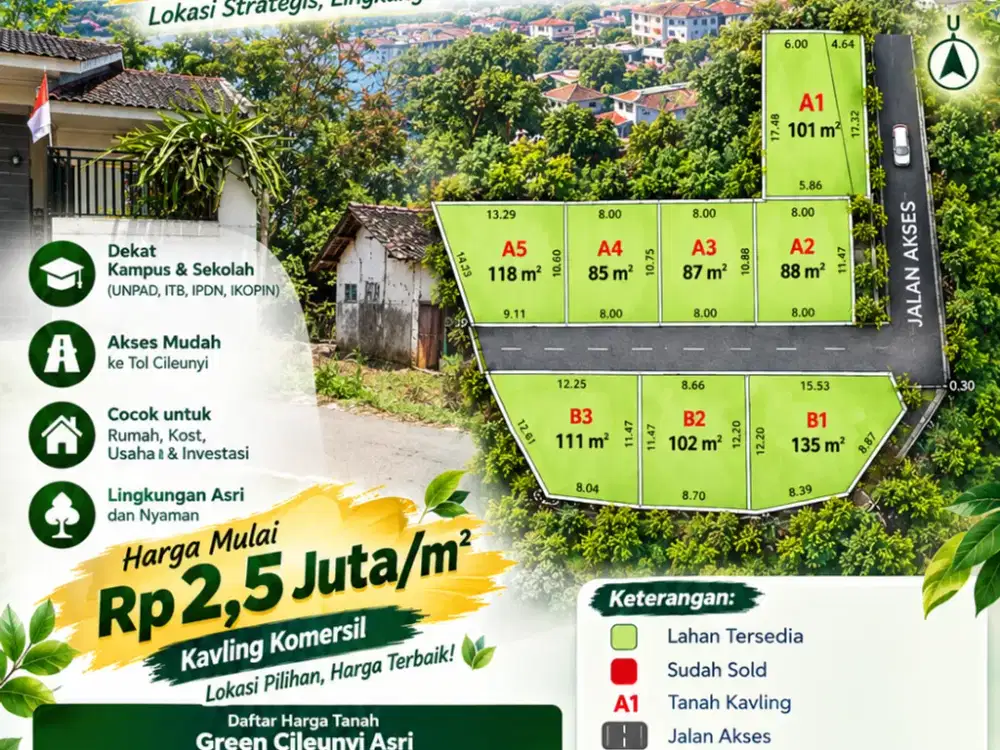 Tanah Kavling Cileunyi Bandung Timur Mulai Rp2,5 Juta/m²