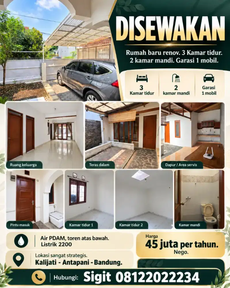 DISEWAKAN CEPAT. Baru renov