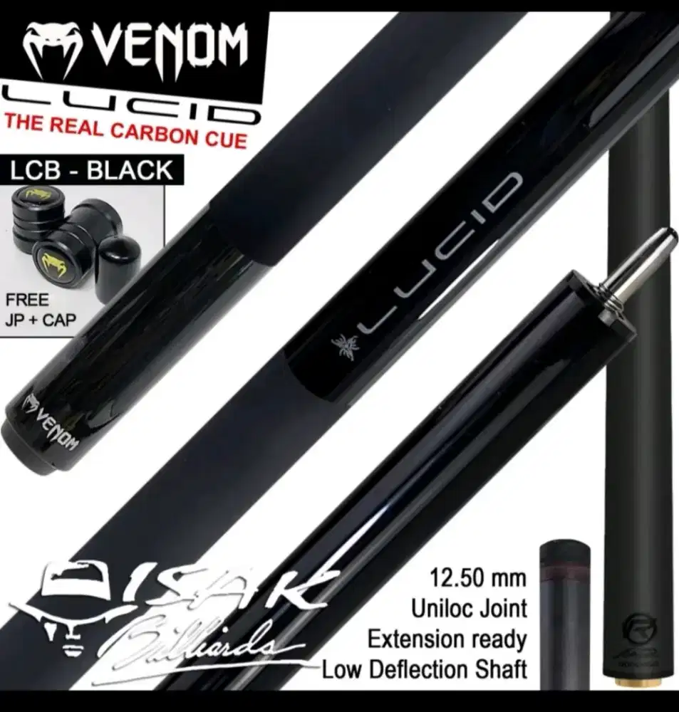 Venom Cue - Lucid Real Black Carbon Cues