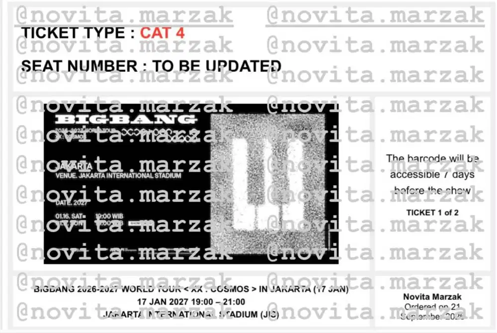 BIGBANG 2026-2027 WORLD TOUR < XX : COSMOS > IN JAKARTA, JIS 17 Januar